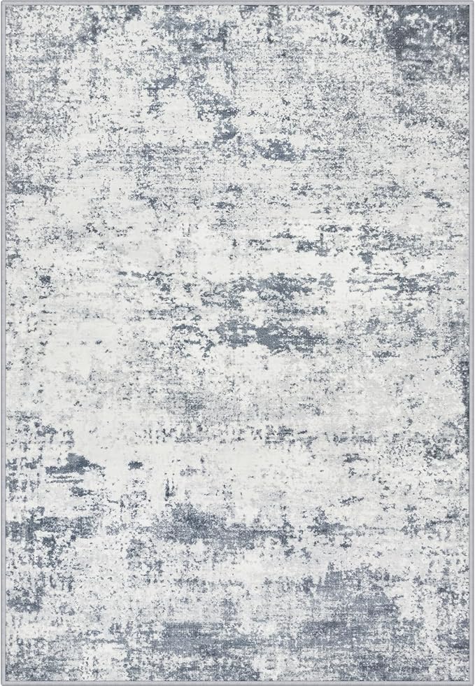 Area Rug Living Room: 6x6 Modern Washable Soft Carpet Blue Grey | by FXRHLP