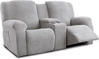 Recliner Loveseat Covers with Console, Stretch Geometric Strokes Jacquard by Unknown