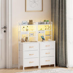 Furnulem Tall Nightstand with LED Lights and 3 Tier Shelves, Night Stand with 3 - Image 6