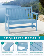 SERWALL Outdoor Bench, HDPE Outdoor Benches Weatherproof, 2-Person Garden Bench - Image 4