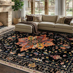 RELEANY Washable Area Rug, Water Repellent, Pet Friendly, Vintage Floral Boho by RELEANY