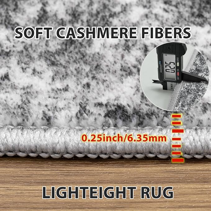 4x6 Area Rugs for Living Room Washable Bedroom Dining Room Black Grey | Modern - Image 6
