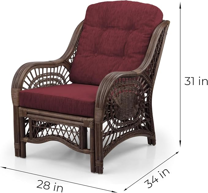 Malibu Lounge Living Accent Armchair Natural Rattan Wicker Handmade Design - Image 2