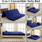 5-in-1 Convertible Sofa Bed, Corduroy Futon Couch Sleeper - Image 3