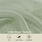 Sage Green Sheer Curtain for Bedroom Living Room 78 Inches Long 2 Panels Set - Image 3