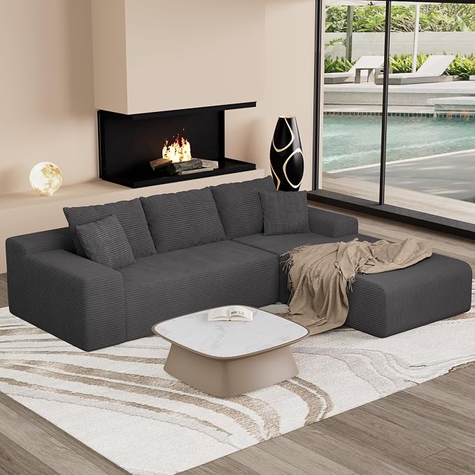 105" Convertible Sectional Couch by Unknown