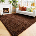 Amdrebio Chocolate Brown Fluffy Area Rug 4x6 - Image 5