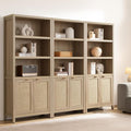 SICOTAS Bookcase 71" Tall Bookshelf 5 Tier Rattan Boho Bookcase by SICOTAS