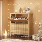 YOMILUVE Shoe Cabinet Storage for Entryway, Fluted Shoe Cabinet - Image 8