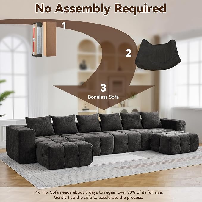 78.7" Loveseat Boneless Couch, Upholstered Cloud Love Seat - Image 6