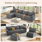 Vesgantti 142" Cloud Couch Sectional Modular Sofa, Comfy Sectional Couch - Image 7