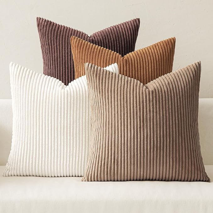 MIULEE Fall Corduroy Decorative Throw Pillow Covers Brown Series 18x18 | Set of by MIULEE