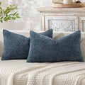 MIULEE Decorative Lumbar Throw Pillow Covers 12x20 Coastal Navy Blue 2 Pack | by MIULEE