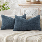 MIULEE Decorative Lumbar Throw Pillow Covers 12x20 Coastal Navy Blue 2 Pack | by MIULEE