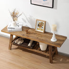 HOKYHOKY Reclaimed Solid Wood Bench-43.3" Farmhouse Entryway Bench - Image 6