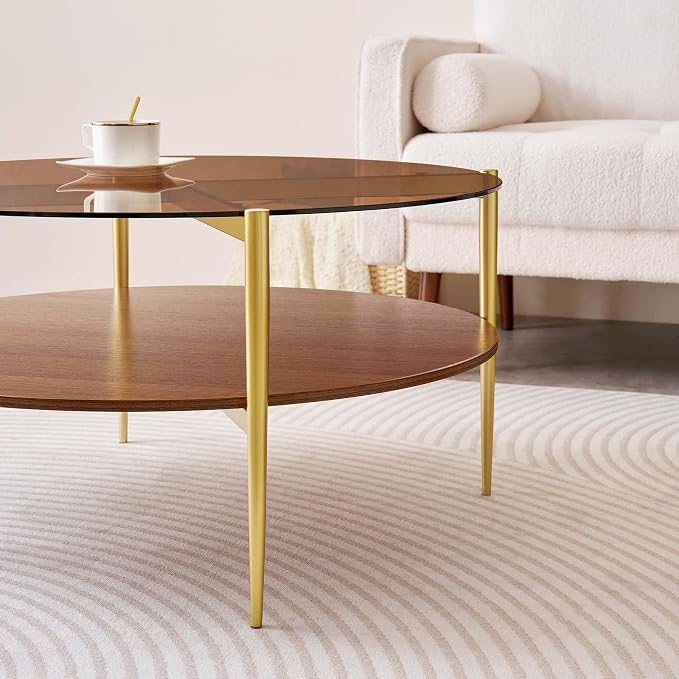 LumFurn Extra Large Round Coffee Table, Mid-Century Modern Design, D34 x H17 in - Image 8