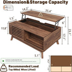 HAIOOU Lift Top Coffee Table, Mid Century Modern Coffee Table - Image 2