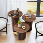 Bifins Round Nesting Coffee Table Set of 3, Mid Century Modern Fluted Coffee - Image 7