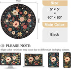 DUKINO 5ft Round Rug, Non Slip Floral Washable Small Circle Rug, Low Pile - Image 2