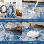 Rugflix 5x7 Area Rugs for Living Room, Washable Blue Grey Large Rug | Machine - Image 4