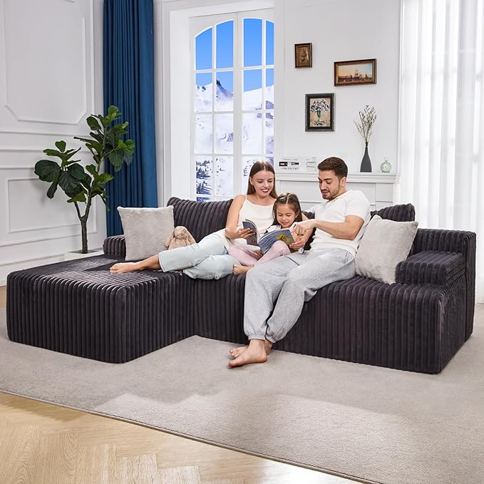 Hobestluk Modular Sectional Sofa Couches L-Shape Couch 3 Seat Modular Sofa - Image 3