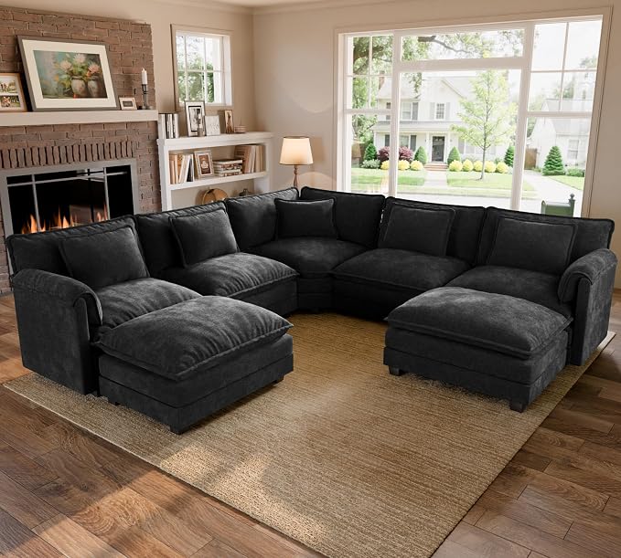 ELUCHANG 114" Oversized V-Shaped Cloud Couch Modular Sectional Sofa by ELUCHANG