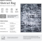 10x12 Area Rug Living Room: Modern Washable Indoor Carpet Black | - Image 2