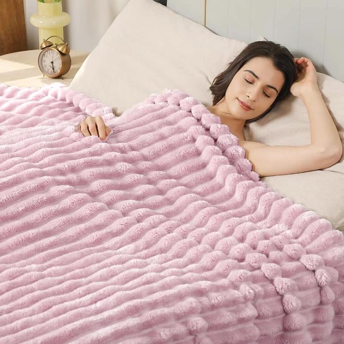 Aganear Fluffy Throw Blanket for Couch Sofa 50"x60" Coral Pink | Lightweight - Image 4