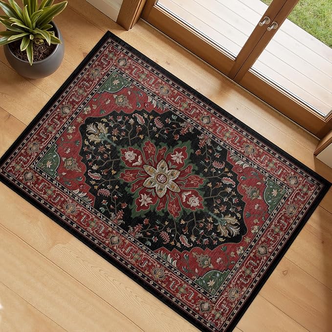 RELEANY Washable Area Rug, Small 2'x3', Water Repellent, Pet Friendly, Vintage by RELEANY