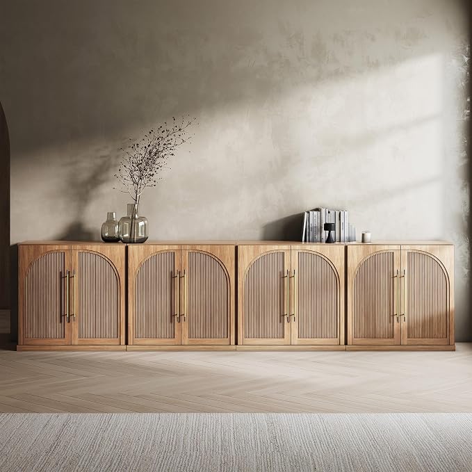 BELLEZE 3 Tier Bookshelf with Double-Arc Door by BELLEZE