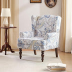 HUIMO Printed Wingback Accent Chair, Linen Upholstered High Back Armchair - Image 3