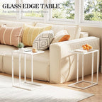 Easy Paws Small C Shaped End Table Set of 2, Glass Couch Side Snack Table - Image 2