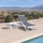PURPLE LEAF Patio Chaise Lounge Chair Set Outside Aluminum Plastic Stackable by PURPLELEAF