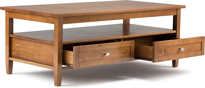 SIMPLIHOME Warm Shaker Solid Wood Transitional-Style 48-inch Wide Coffee Table - Image 2