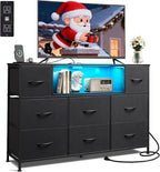 WLIVE Black Dresser TV Stand for 45, 55 inch TV, Entertainment Center by WLIVE