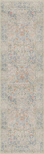 Non Slip Beige Blue Hallway Runner Rug - Image 2