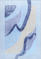 Area Rug 4x6 Blue Rug Washable Rugs Non Slip Low Pile Small Carpet - Image 7
