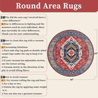SERISSA 4ft Washable Non Slip Round Boho Area Rug - Image 2