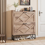 Nicetree Shoe Cabinet with 2 Flip Drawers，Freestanding Shoe Storage Cabinet by Nicetree