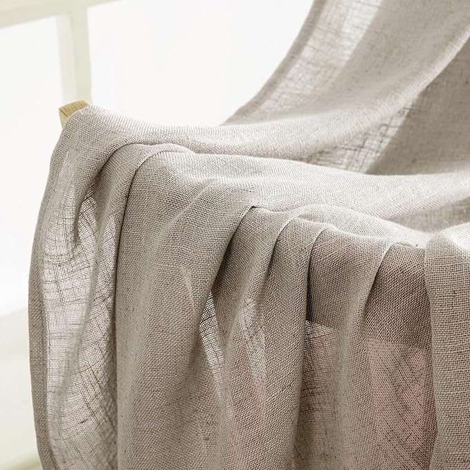 MIULEE Burlywood Birch Linen Curtains 52x90 Inch Long 2 Panels - Image 6
