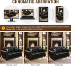 KEIKI 63" Faux Leather Chesterfield Sofa - Image 6