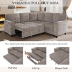 L-Shaped Sectional Couch with Storage and Pull Out Bed, Convertible Sofa Bed - Image 6