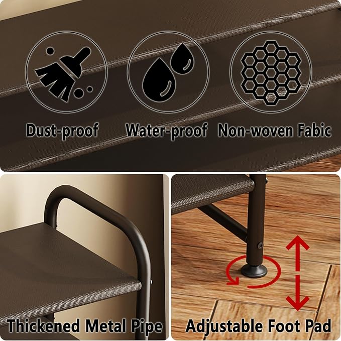 INGIORDAR Shoe Rack 3 Tier Long Storage Organizer Wide Metal Shoe Shelf - Image 6