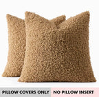 Faux Fur Throw Pillow Covers 18x18 Inch Set of 2 Boucle Neutral Decorative - Image 7