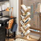 SHEEPAM 10 Tier Tree Book Shelf, Floor Standing Wood Bookshelf - Image 2