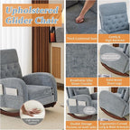VINGLI Chenille Low Seat Nursery Rocking Chair, Upholstered Comfy Rocker Glider - Image 3