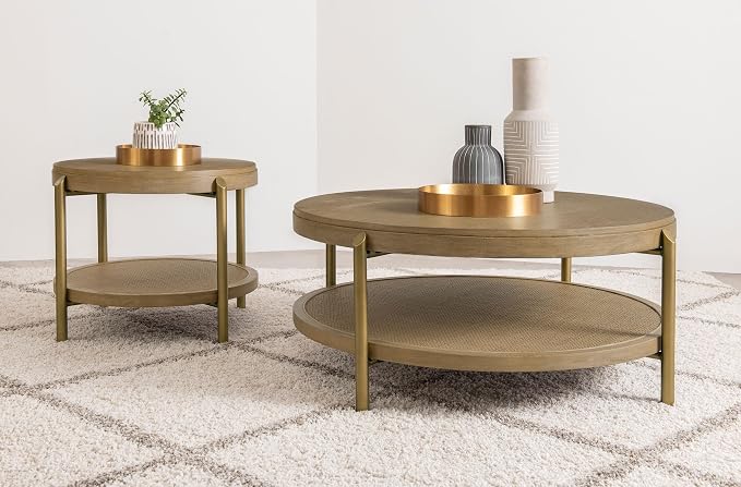 Coaster Home Furnishings Arini 2-piece Round Coffee and End Table Set Sand Wash - Image 2