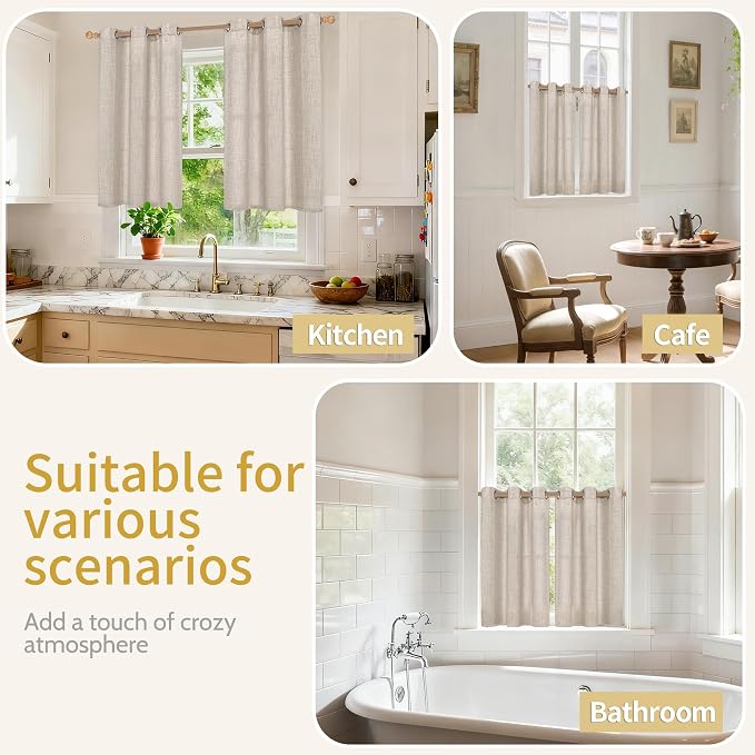 YoungsTex Short Linen Curtains 34x48 Inch Long - Image 2