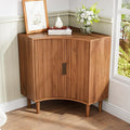 Fluted Corner Cabinet, Small Corner Floor Cabinet by Lxsxhome