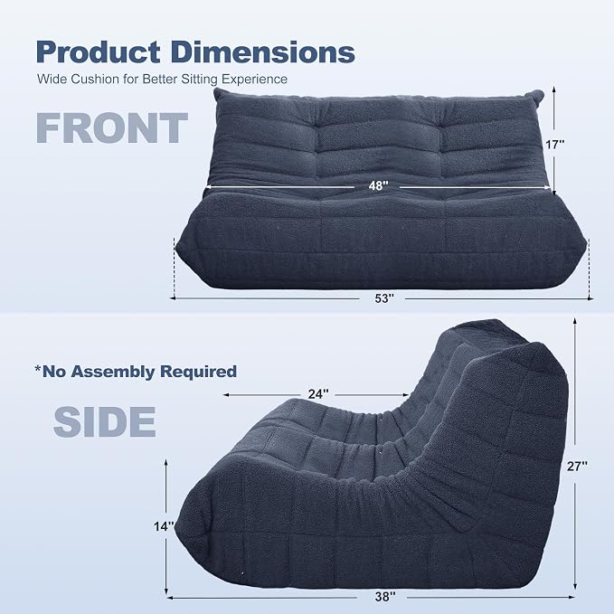 Bean Bag Loveseat Chair Big Sofa Beanbag Chair - Image 2